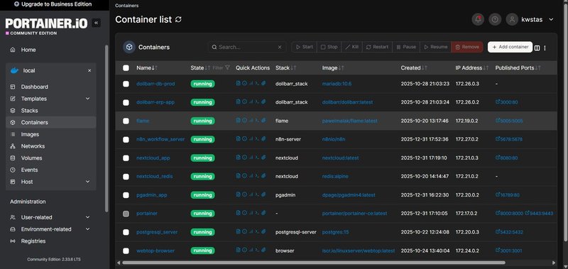 Portainer Docker container management interface